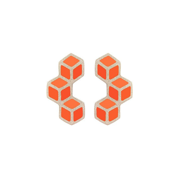 Cube trois vertical earrings