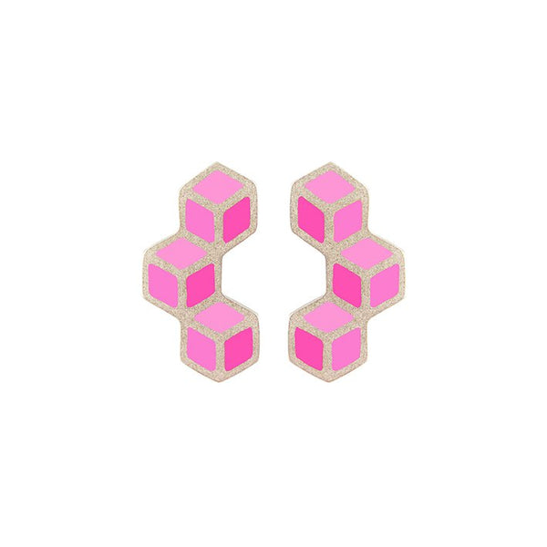 Cube trois vertical earrings