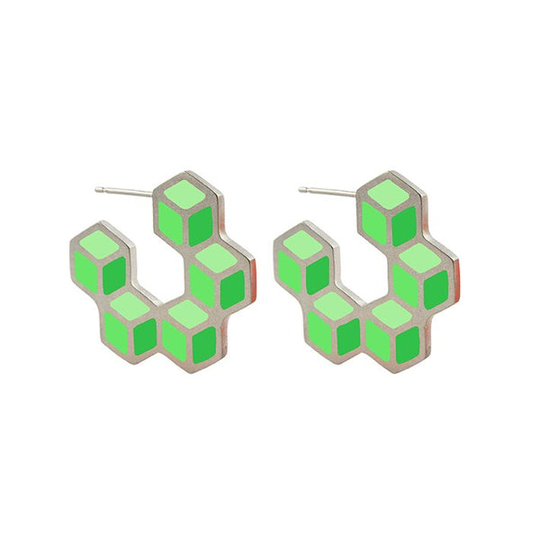 Cube hoop earrings