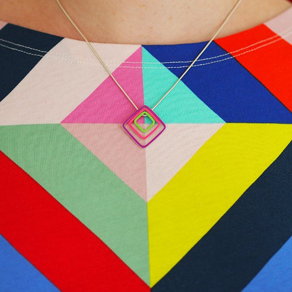 Losange interchangeable pendants - small + medium + large - 0n an 18'' snake chain