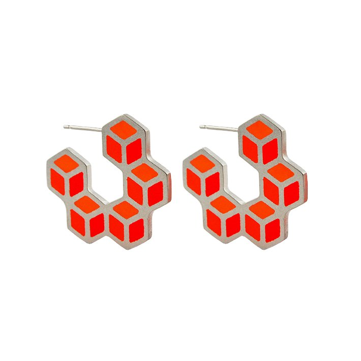 Cube hoop earrings